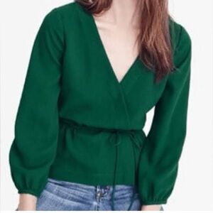 JCrew Drapey Crepe Green Wrap Top - size 8T